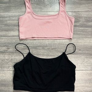 Pink and black cropped cropped tops